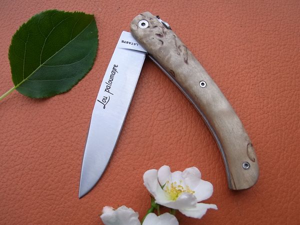 Couteau Lou paloumayre manche en bouleau avec guillochage